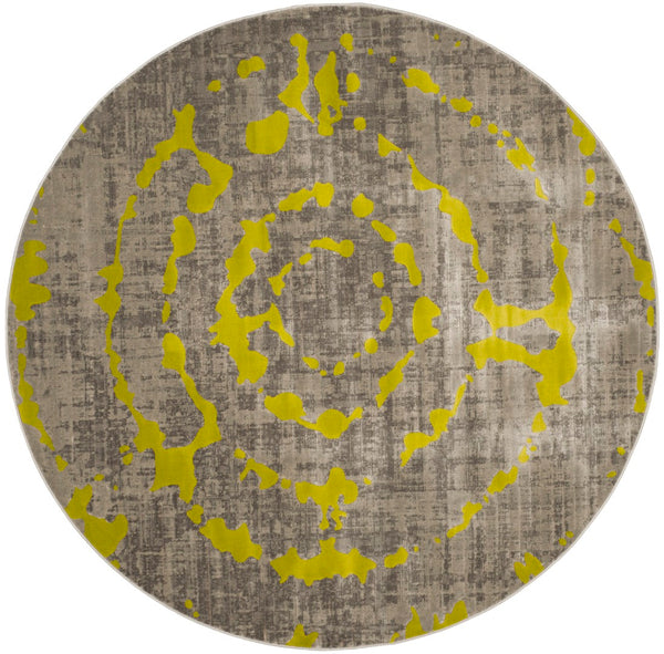 Safavieh Porcello Contemporary Area Rug - Elegant Light Grey With Yellow Abstract Design For Modern Spaces Light Grey ,Green Polypropylene Pile Prl7735g-4