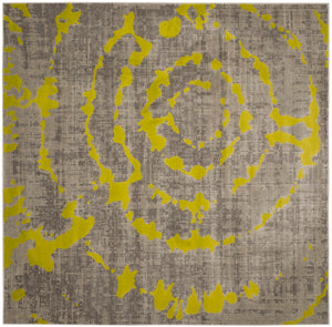 Safavieh Porcello Contemporary Area Rug - Elegant Light Grey With Yellow Abstract Design For Modern Spaces Light Grey ,Green Polypropylene Pile Prl7735g-4