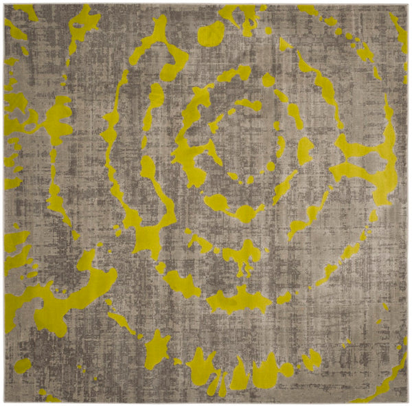 Safavieh Porcello Contemporary Area Rug - Elegant Light Grey With Yellow Abstract Design For Modern Spaces Light Grey ,Green Polypropylene Pile Prl7735g-4