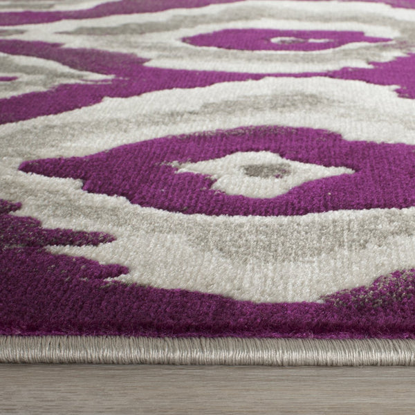 Safavieh Porcello Contemporary Area Rug Runner - Elegant Turkish Craftsmanship For Stylish Hallways & Corridors Ivory ,Purple Polypropylene Pile Prl7736b-27