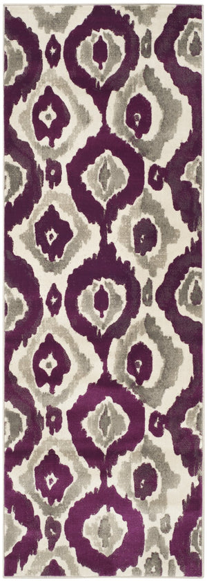 Safavieh Porcello Contemporary Area Rug Runner - Elegant Turkish Craftsmanship For Stylish Hallways & Corridors Ivory ,Purple Polypropylene Pile Prl7736b-27