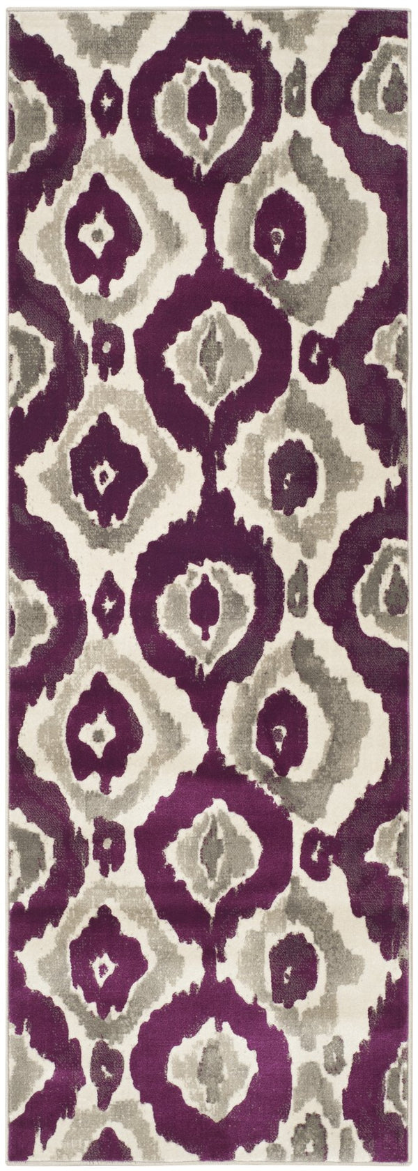 Safavieh Porcello Contemporary Area Rug Runner - Elegant Turkish Craftsmanship For Stylish Hallways & Corridors Ivory ,Purple Polypropylene Pile Prl7736b-27
