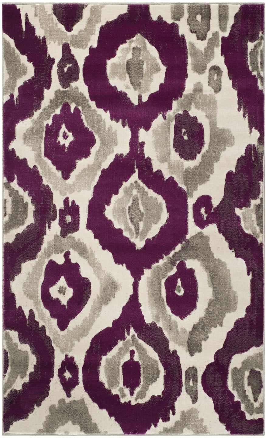 Safavieh Porcello Contemporary Area Rug Runner - Elegant Turkish Craftsmanship For Stylish Hallways & Corridors Ivory ,Purple Polypropylene Pile Prl7736b-3