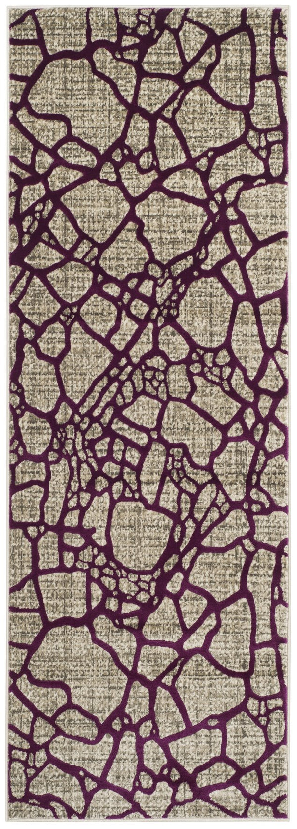 Safavieh Porcello Contemporary Runner Rug - Elegant Abstract Design In Sophisticated Colors For Any Space Light Grey ,Purple Polypropylene Pile Prl7737b-27