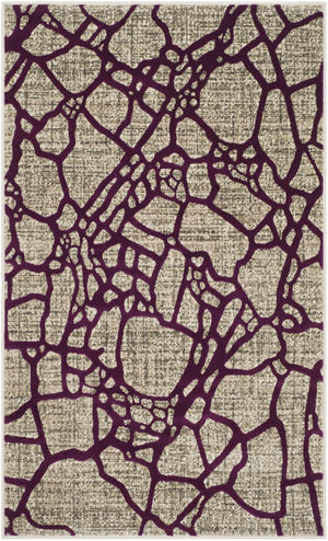 Safavieh Porcello Contemporary Runner Rug - Elegant Abstract Design In Sophisticated Colors For Any Space Light Grey ,Purple Polypropylene Pile Prl7737b-3