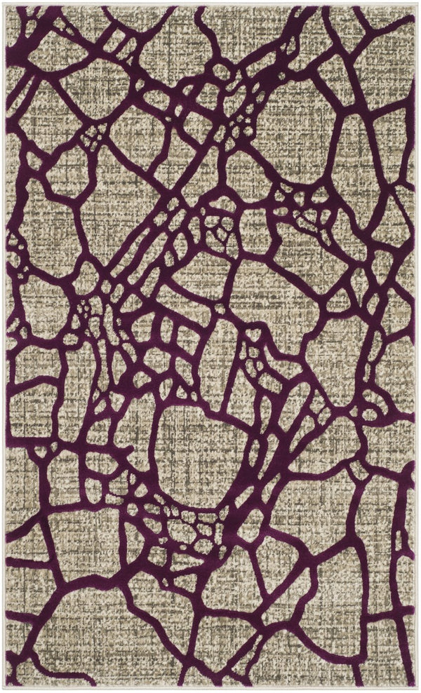 Safavieh Porcello Contemporary Runner Rug - Elegant Abstract Design In Sophisticated Colors For Any Space Light Grey ,Purple Polypropylene Pile Prl7737b-3