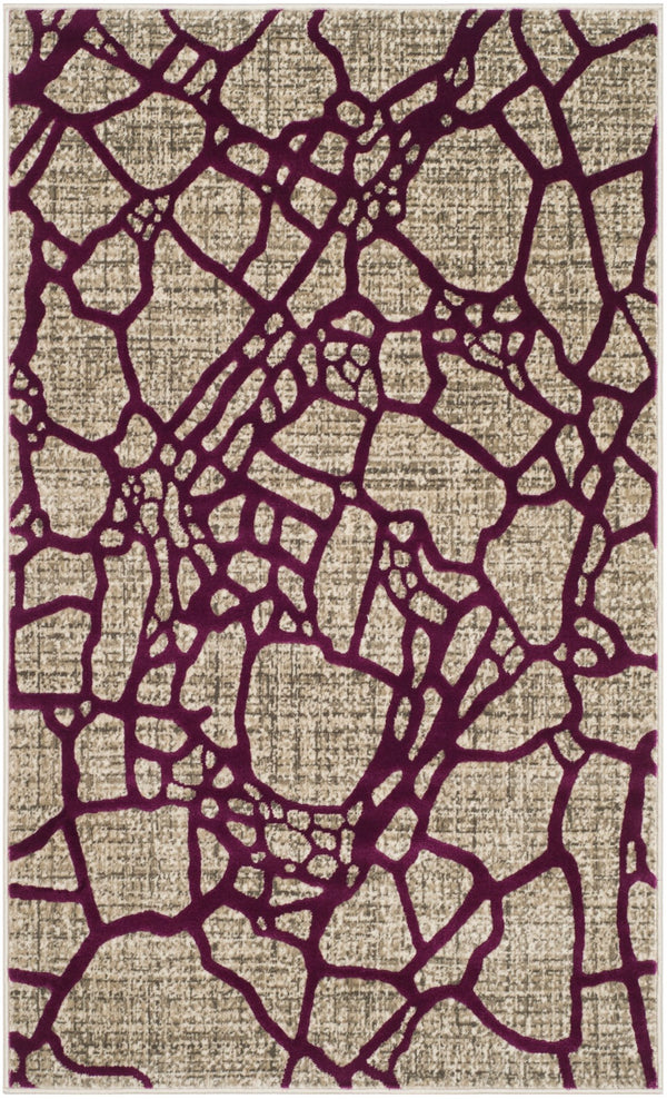 Safavieh Porcello Contemporary Area Rug In Elegant Purple And Grey - Modern Design For Any Room Decor Light Grey ,Purple Polypropylene Pile Prl7737b-4