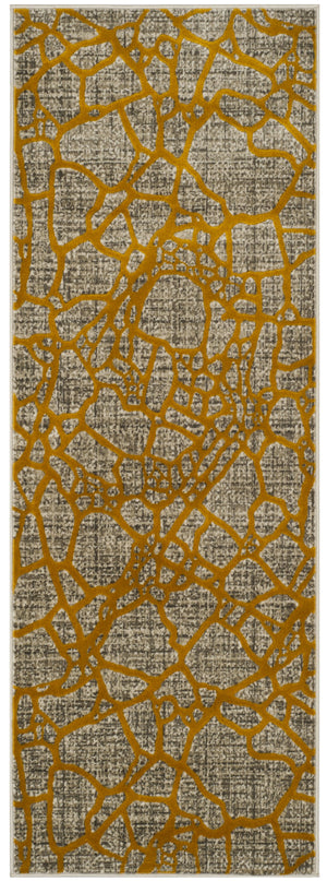 Safavieh Porcello Contemporary Runner Rug - Elegant Abstract Design In Sophisticated Colors For Any Space Light Grey ,Yellow Polypropylene Pile Prl7737c-27