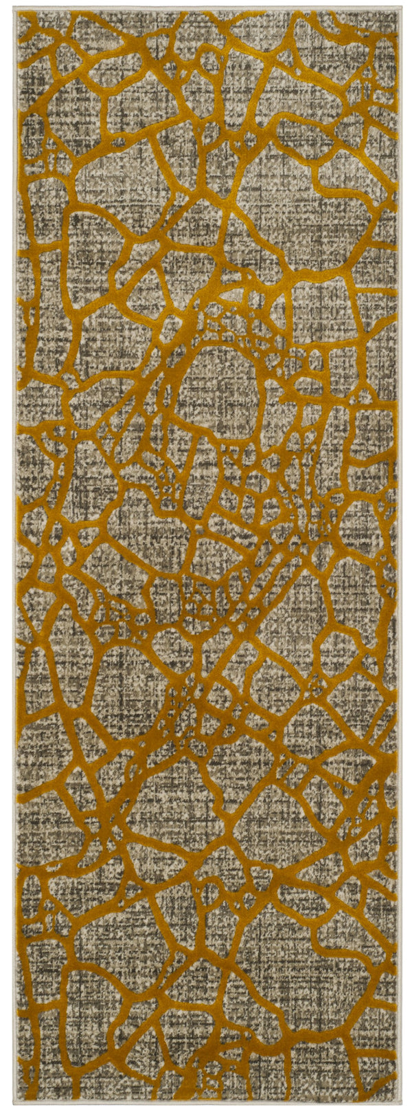 Safavieh Porcello Contemporary Runner Rug - Elegant Abstract Design In Sophisticated Colors For Any Space Light Grey ,Yellow Polypropylene Pile Prl7737c-27