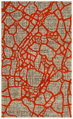 Safavieh Porcello Contemporary Area Rug In Elegant Purple And Grey - Modern Design For Any Room Decor Light Grey ,Orange Polypropylene Pile Prl7737f-4