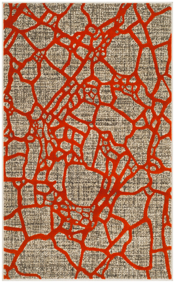 Safavieh Porcello Contemporary Area Rug In Elegant Purple And Grey - Modern Design For Any Room Decor Light Grey ,Orange Polypropylene Pile Prl7737f-4