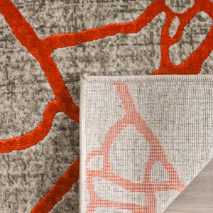 Safavieh Porcello Contemporary Area Rug In Elegant Purple And Grey - Modern Design For Any Room Decor Light Grey ,Orange Polypropylene Pile Prl7737f-4