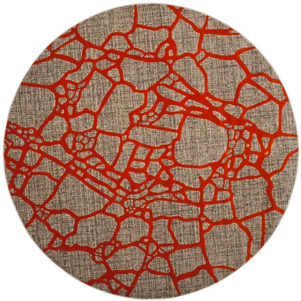 Safavieh Porcello Contemporary Area Rug In Elegant Purple And Grey - Modern Design For Any Room Decor Light Grey ,Orange Polypropylene Pile Prl7737f-4