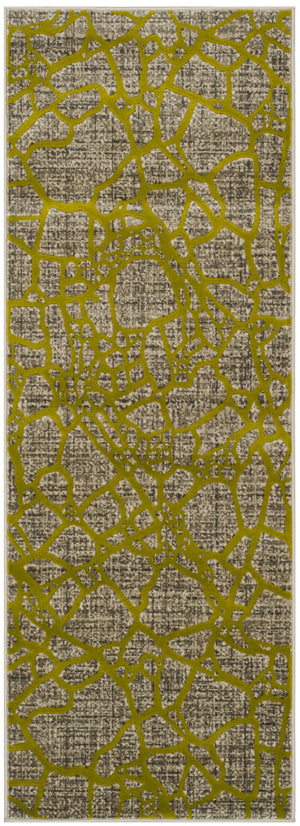 Safavieh Porcello Contemporary Runner Rug - Elegant Abstract Design In Sophisticated Colors For Any Space Light Grey ,Green Polypropylene Pile Prl7737g-27