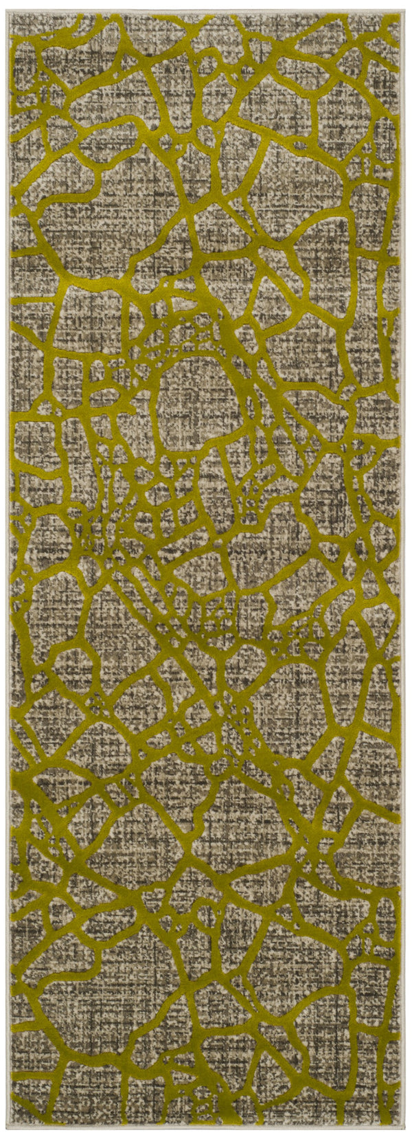 Safavieh Porcello Contemporary Runner Rug - Elegant Abstract Design In Sophisticated Colors For Any Space Light Grey ,Green Polypropylene Pile Prl7737g-27