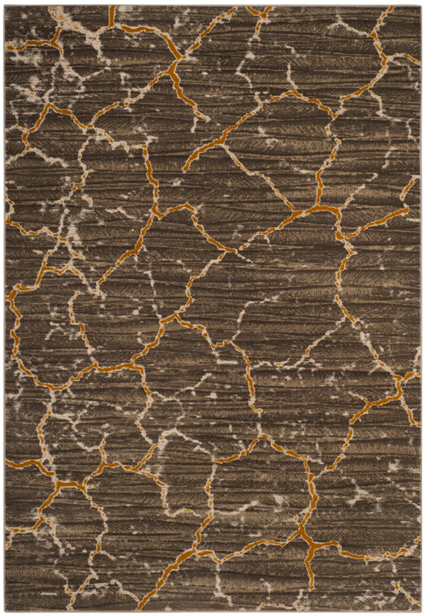 Safavieh Porcello Stunning Geometric Trellis Area Rug - Modern Design With Stain Resistance & Comfort Dark Grey ,Yellow Polypropylene Pile Prl7738c-4