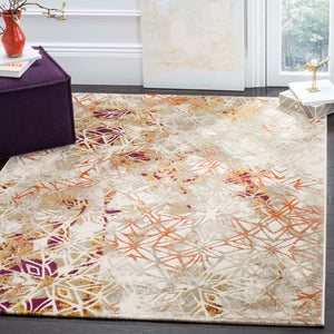 Safavieh Porcello Contemporary Area Rug With Abstract Design - Durable, Stylish, Perfect For Modern Interiors Grey ,Purple Polypropylene Pile Prl7740b-3