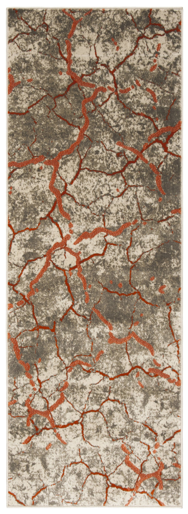Safavieh Porcello Contemporary Runner Rug - Grey & Orange Abstract Design For High-traffic Hallways, 2'4"X6'7" Grey ,Orange Polypropylene Pile Prl7742f-27