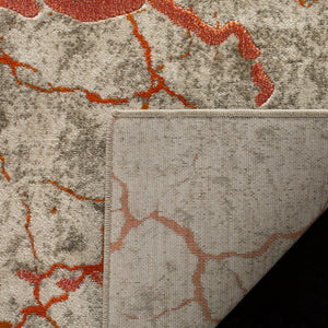 Safavieh Porcello Contemporary Area Rug - Durable Turkish Design With Abstract Pattern For Modern Spaces Grey ,Orange Polypropylene Pile Prl7742f-3