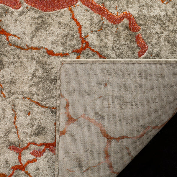 Safavieh Porcello Contemporary Area Rug - Durable Turkish Design With Abstract Pattern For Modern Spaces Grey ,Orange Polypropylene Pile Prl7742f-3