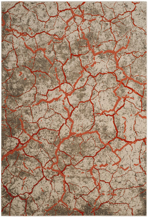 Safavieh Porcello Contemporary Area Rug - Durable Turkish Design With Abstract Pattern For Modern Spaces Grey ,Orange Polypropylene Pile Prl7742f-3