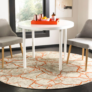 Safavieh Porcello Contemporary Area Rug - Durable Turkish Design With Abstract Pattern For Modern Spaces Grey ,Orange Polypropylene Pile Prl7742f-3