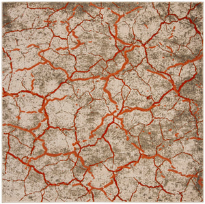 Safavieh Porcello Contemporary Area Rug - Durable Turkish Design With Abstract Pattern For Modern Spaces Grey ,Orange Polypropylene Pile Prl7742f-3