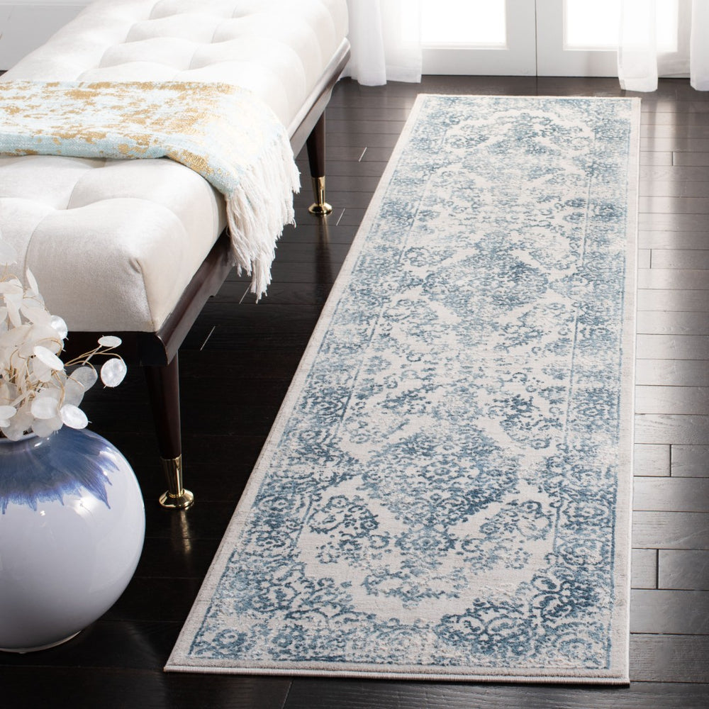 Safavieh Princeton Elegant Area Rug With Luxurious Comfort And Timeless Floral Design For Any Room Decor Blue ,Beige 65% Polyester Pile 12% Cotton 10% Viscose 9.5 % Warp Yarn 3.5%Latex Prn713m-4