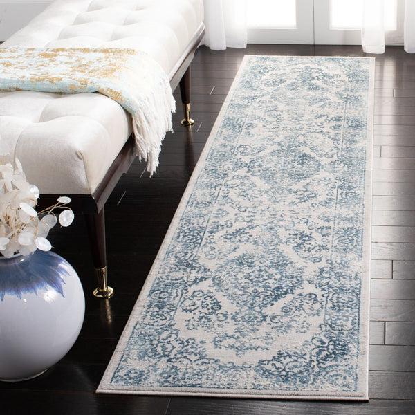 Safavieh Princeton Elegant Area Rug With Luxurious Comfort And Timeless Floral Design For Any Room Decor Blue ,Beige 65% Polyester Pile 12% Cotton 10% Viscose 9.5 % Warp Yarn 3.5%Latex Prn713m-4