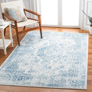 Safavieh Princeton Elegant Area Rug With Luxurious Comfort And Timeless Floral Design For Any Room Decor Blue ,Beige 65% Polyester Pile 12% Cotton 10% Viscose 9.5 % Warp Yarn 3.5%Latex Prn713m-4