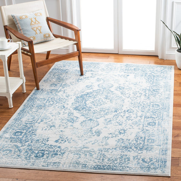Safavieh Princeton Elegant Area Rug With Luxurious Comfort And Timeless Floral Design For Any Room Decor Blue ,Beige 65% Polyester Pile 12% Cotton 10% Viscose 9.5 % Warp Yarn 3.5%Latex Prn713m-4