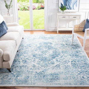 Safavieh Princeton Elegant Area Rug With Luxurious Comfort And Timeless Floral Design For Any Room Decor Blue ,Beige 65% Polyester Pile 12% Cotton 10% Viscose 9.5 % Warp Yarn 3.5%Latex Prn713m-4