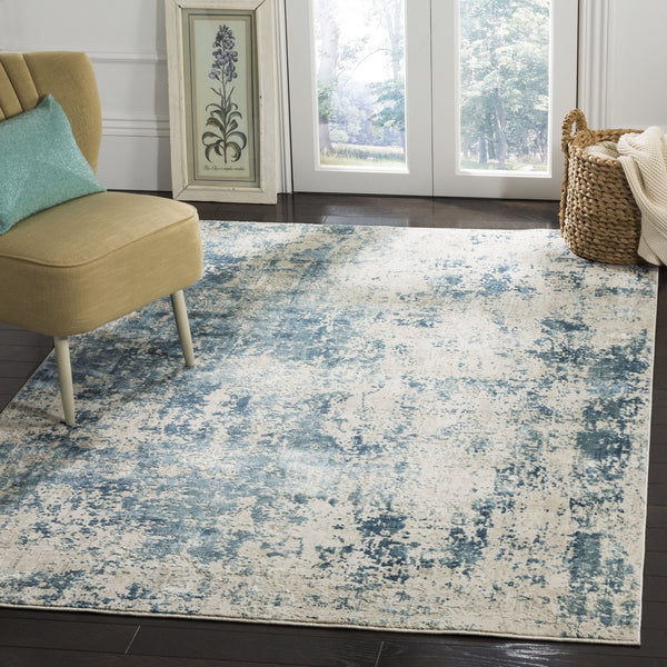 Safavieh Princeton Area Rug 6x9 Ft - Luxurious Blue & Beige Abstract Design For Modern Living Spaces Blue ,Beige 65% Polyester Pile 12% Cotton 10% Viscose 9.5 % Warp Yarn 3.5%Latex Prn716m-6