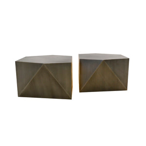 Pasargad Home Urban Chiz Style Coffee Table Set - Luxurious Geometric Design With Gold Accents Grey Iron Prr-0837