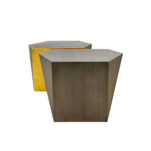 Pasargad Home Urban Chiz Style Coffee Table Set - Luxurious Geometric Design With Gold Accents Grey Iron Prr-0837