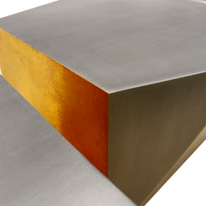 Pasargad Home Urban Chiz Style Coffee Table Set - Luxurious Geometric Design With Gold Accents Grey Iron Prr-0837