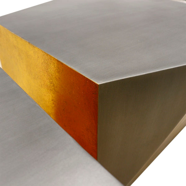 Pasargad Home Urban Chiz Style Coffee Table Set - Luxurious Geometric Design With Gold Accents Grey Iron Prr-0837