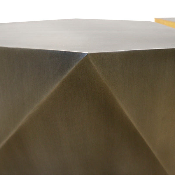 Pasargad Home Urban Chiz Style Coffee Table Set - Luxurious Geometric Design With Gold Accents Grey Iron Prr-0837