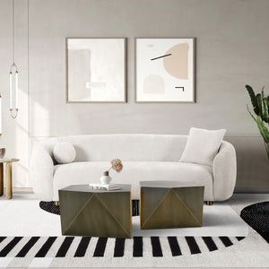 Pasargad Home Urban Chiz Style Coffee Table Set - Luxurious Geometric Design With Gold Accents Grey Iron Prr-0837