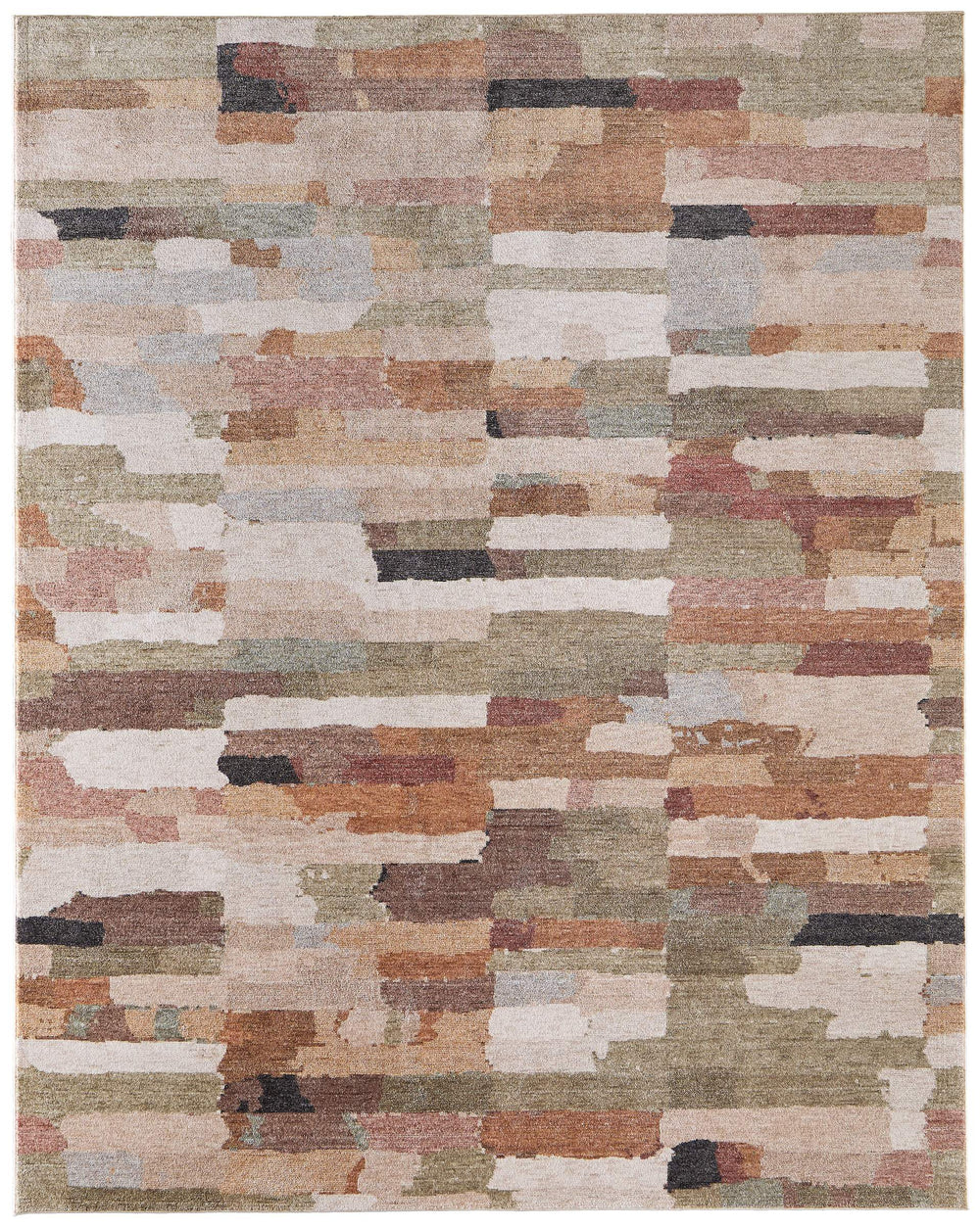 Feizy Rugs Pearson Abstract Polyester Area Rug with Plush Pile for Living Room or Bedroom Brown/Tan/Green 2'6" x 7'3" PRS39SHFMLT000I02