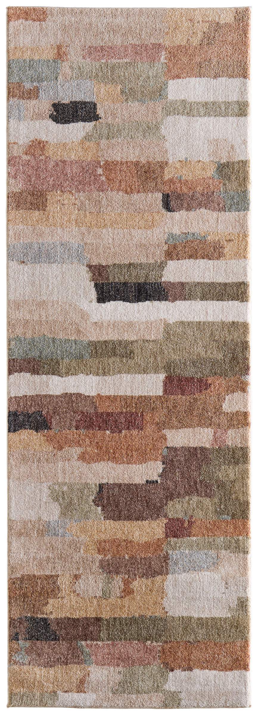 Feizy Rugs Pearson Abstract Polyester Area Rug with Plush Pile for Living Room or Bedroom Brown/Tan/Green 2'6" x 7'3" PRS39SHFMLT000I02