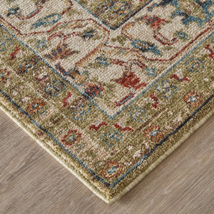 Feizy Rugs Pearson Persian Inspired Power Loomed Polyester Area Rug for Living and Dining Rooms Green/Ivory/Blue 5' x 7'6" PRS39SJFGRN000E70
