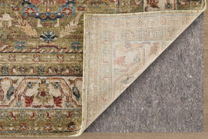 Feizy Rugs Pearson Persian Inspired Power Loomed Polyester Area Rug for Living and Dining Rooms Green/Ivory/Blue 5' x 7'6" PRS39SJFGRN000E70