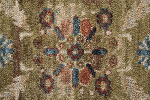 Feizy Rugs Pearson Persian Inspired Power Loomed Polyester Area Rug for Living and Dining Rooms Green/Ivory/Blue 5' x 7'6" PRS39SJFGRN000E70