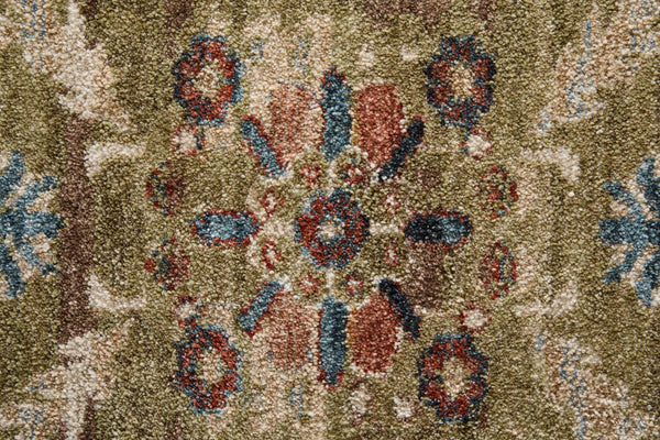Feizy Rugs Pearson Persian Inspired Power Loomed Polyester Area Rug for Living and Dining Rooms Green/Ivory/Blue 5' x 7'6" PRS39SJFGRN000E70