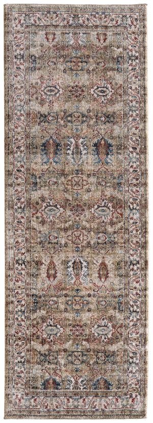 Feizy Rugs Pearson Persian Inspired Power Loomed Polyester Area Rug for Living and Dining Rooms Green/Ivory/Blue 2'6" x 7'3" PRS39SJFGRN000I02
