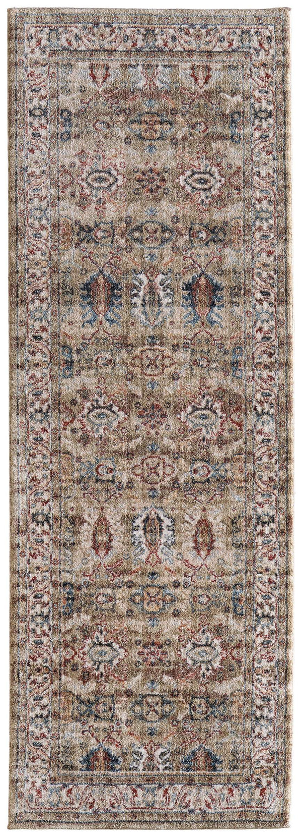 Feizy Rugs Pearson Persian Inspired Power Loomed Polyester Area Rug for Living and Dining Rooms Green/Ivory/Blue 2'6" x 7'3" PRS39SJFGRN000I02