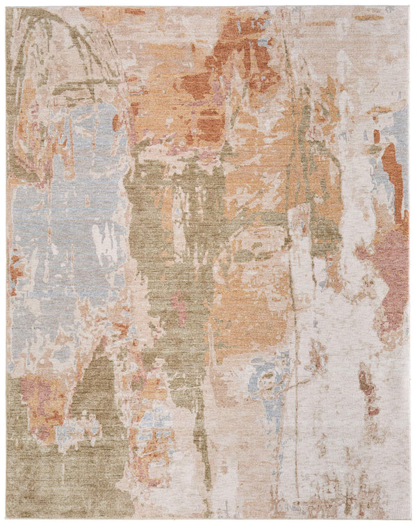 Feizy Rugs Pearson Abstract Polyester Area Rug Turkish Woven Plush Pile for Living or Bedroom 5' x 7'6" PRS39SRFBGEGRNE70