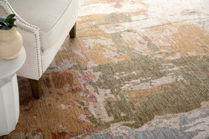 Feizy Rugs Pearson Abstract Polyester Area Rug Turkish Woven Plush Pile for Living or Bedroom 5' x 7'6" PRS39SRFBGEGRNE70