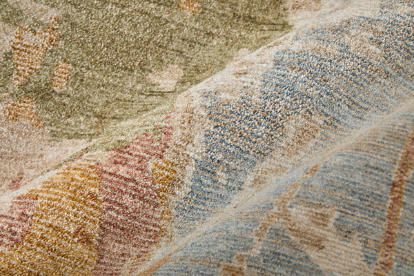 Feizy Rugs Pearson Abstract Polyester Area Rug Turkish Woven Plush Pile for Living or Bedroom 5' x 7'6" PRS39SRFBGEGRNE70